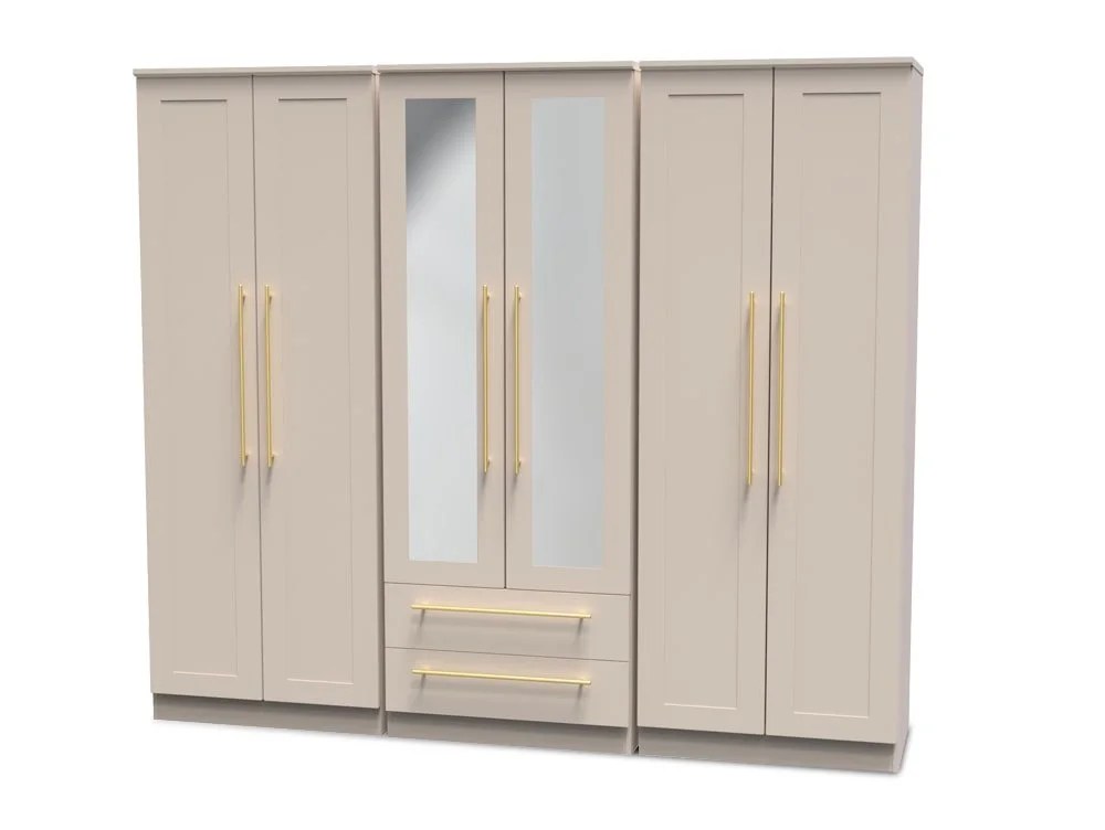 Welcome Haworth 6 Door 2 Drawer Tall Mirrored Wardrobe (Assembled)
