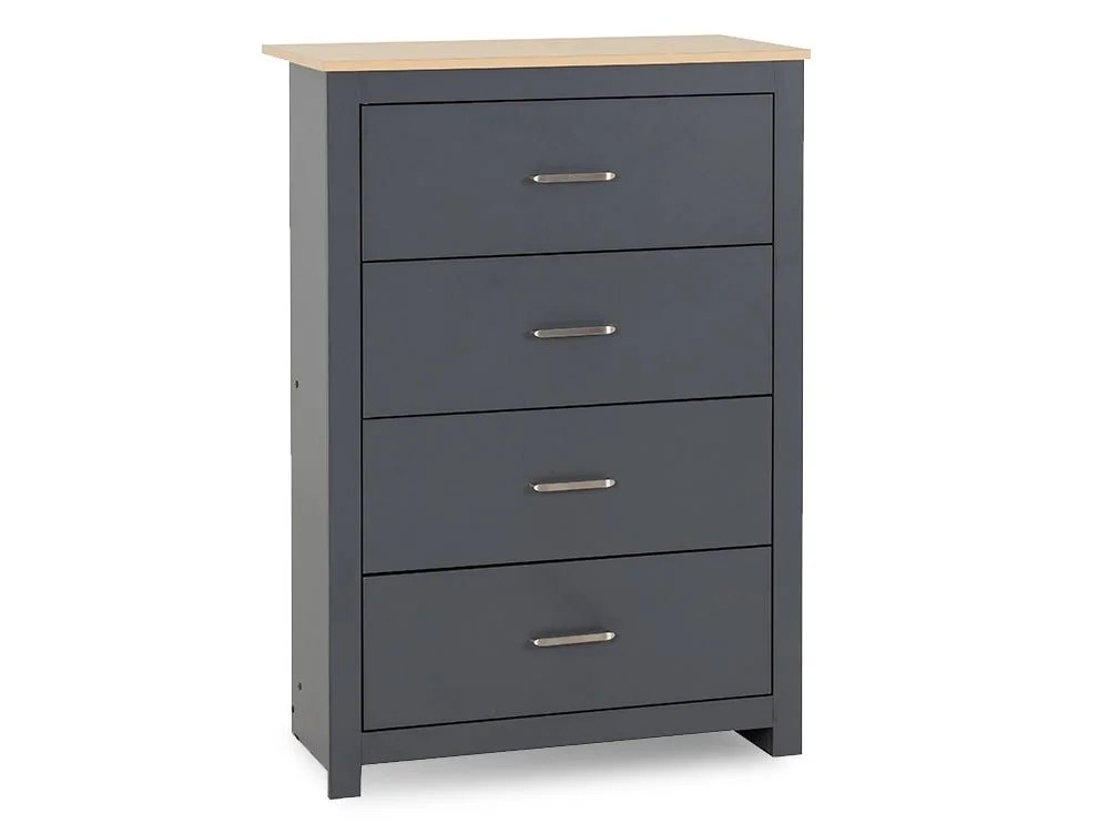 Seconique Portland Grey and Oak 4 Drawer Chest of Drawers