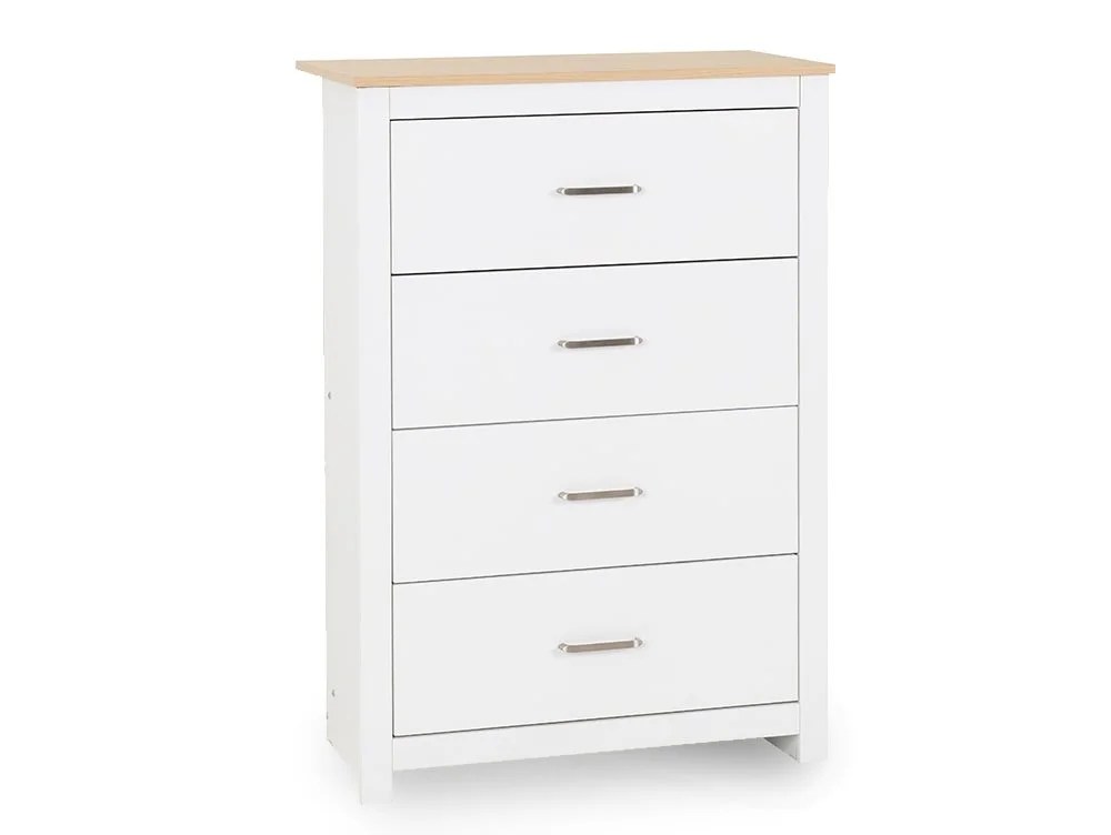 Seconique Portland White and Oak 4 Drawer Chest of Drawers
