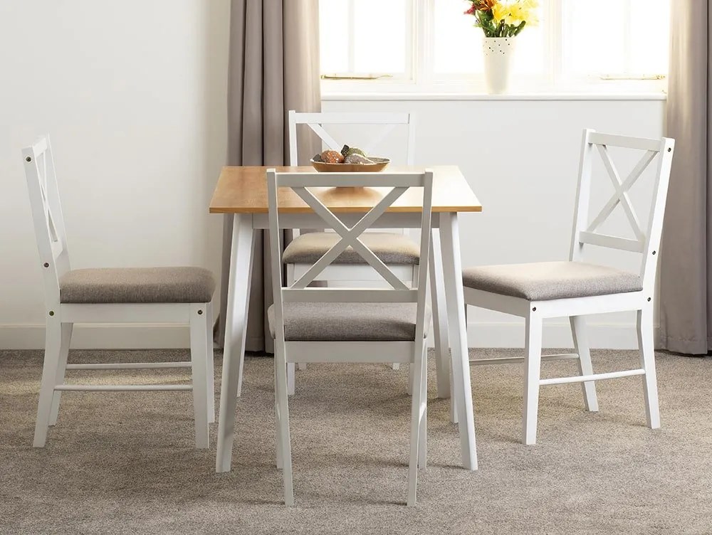 Seconique Balfour White and Oak Dining Table and 4 Chair Set