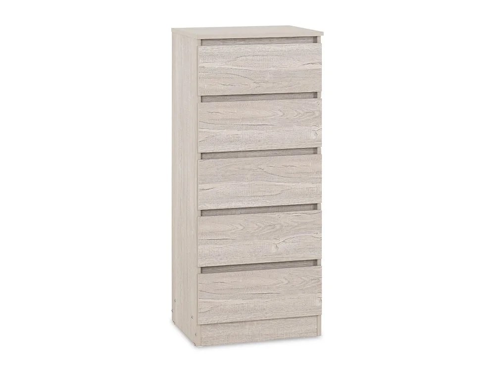 Seconique Malvern Urban Snow 5 Drawer Tall Narrow Chest of Drawers