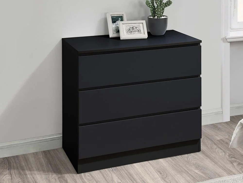 Birlea Oslo Black 3 Drawer Chest of Drawers