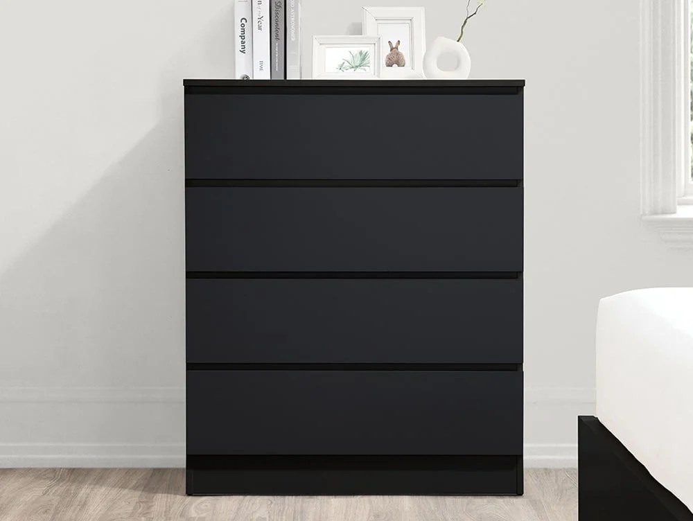 Birlea Oslo Black 4 Drawer Chest of Drawers