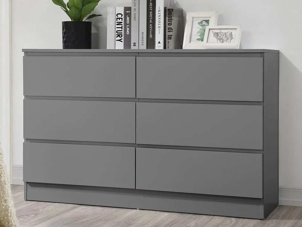Birlea Oslo Grey 6 Drawer Chest of Drawers