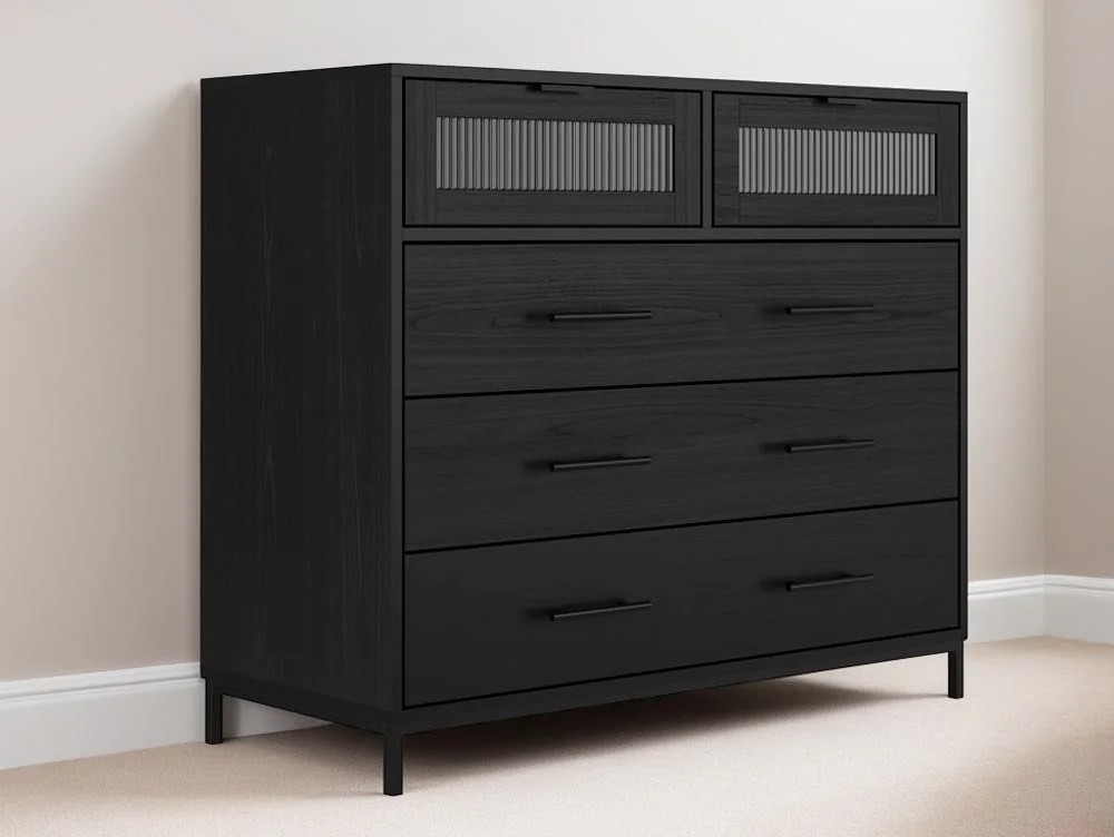 LPD Edison Black Wood Effect 3+2 Drawer Chest of Drawers