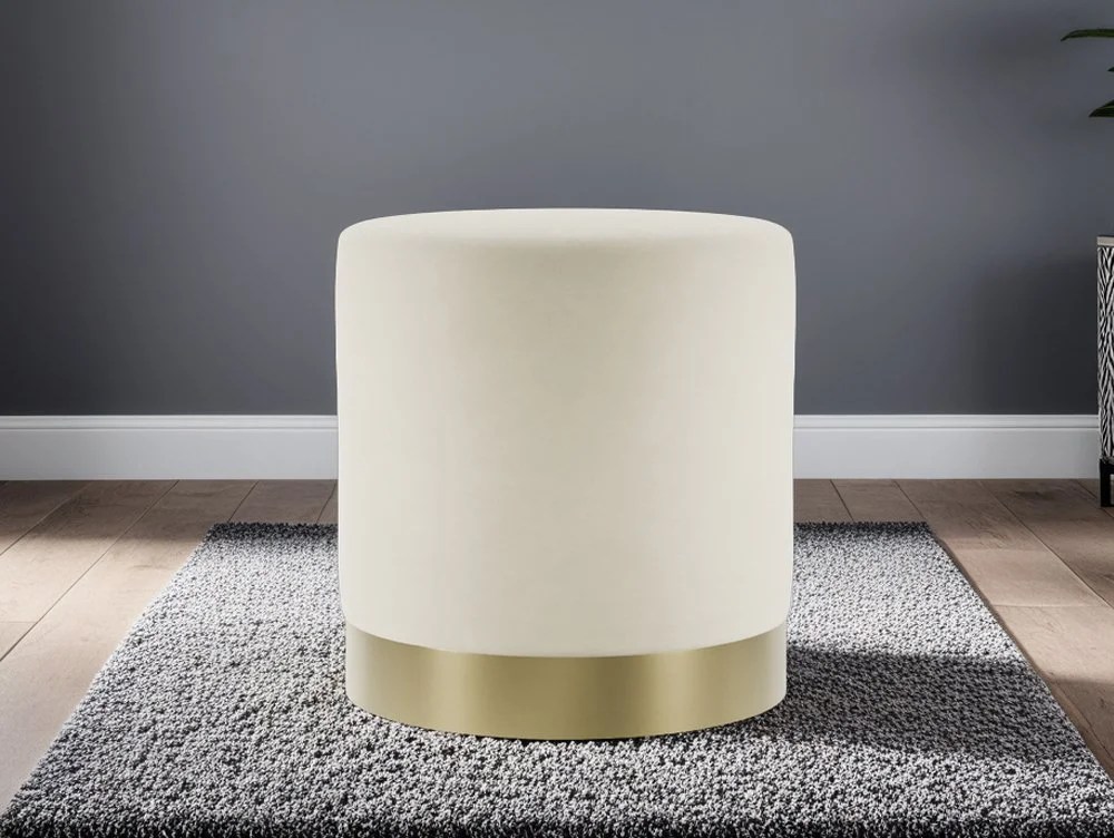 LPD Lara Cream and Gold Fabric Bedroom Stool