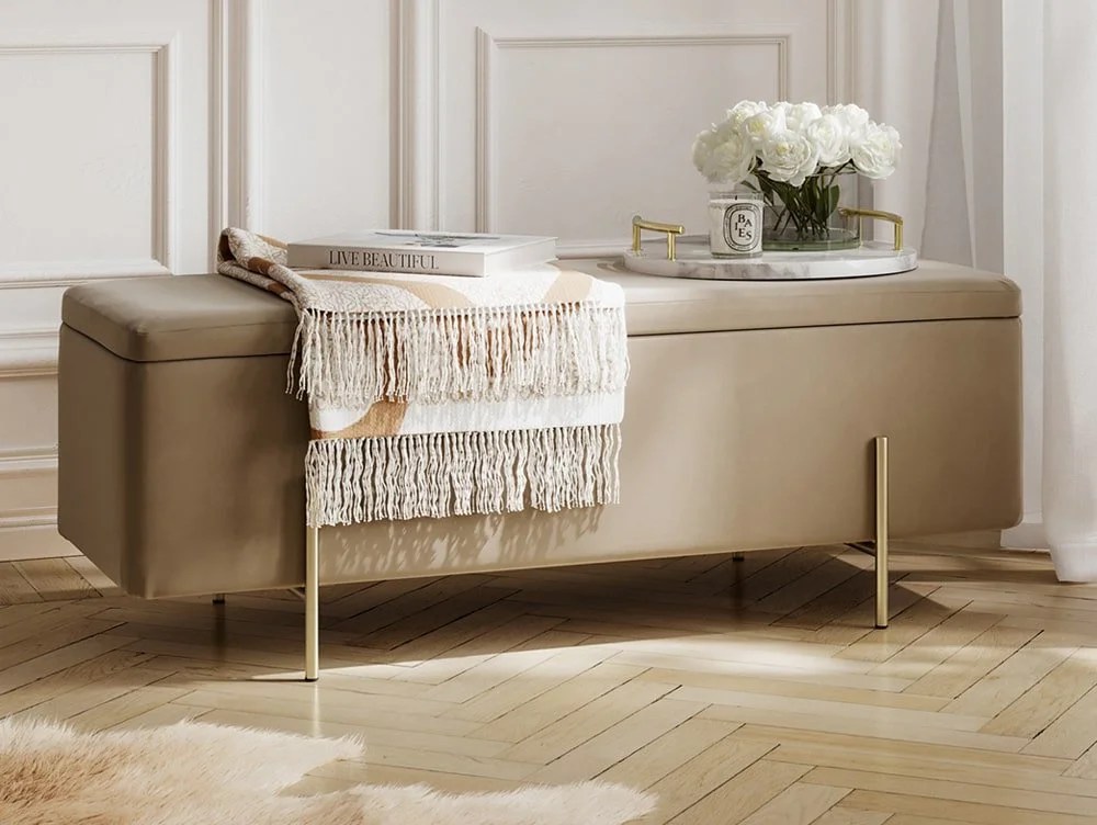 LPD Lola Beige Velvet Blanket Box