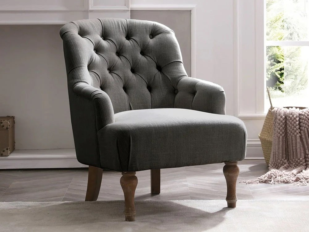 Kyoto Bianca Charcoal Linen Accent Chair