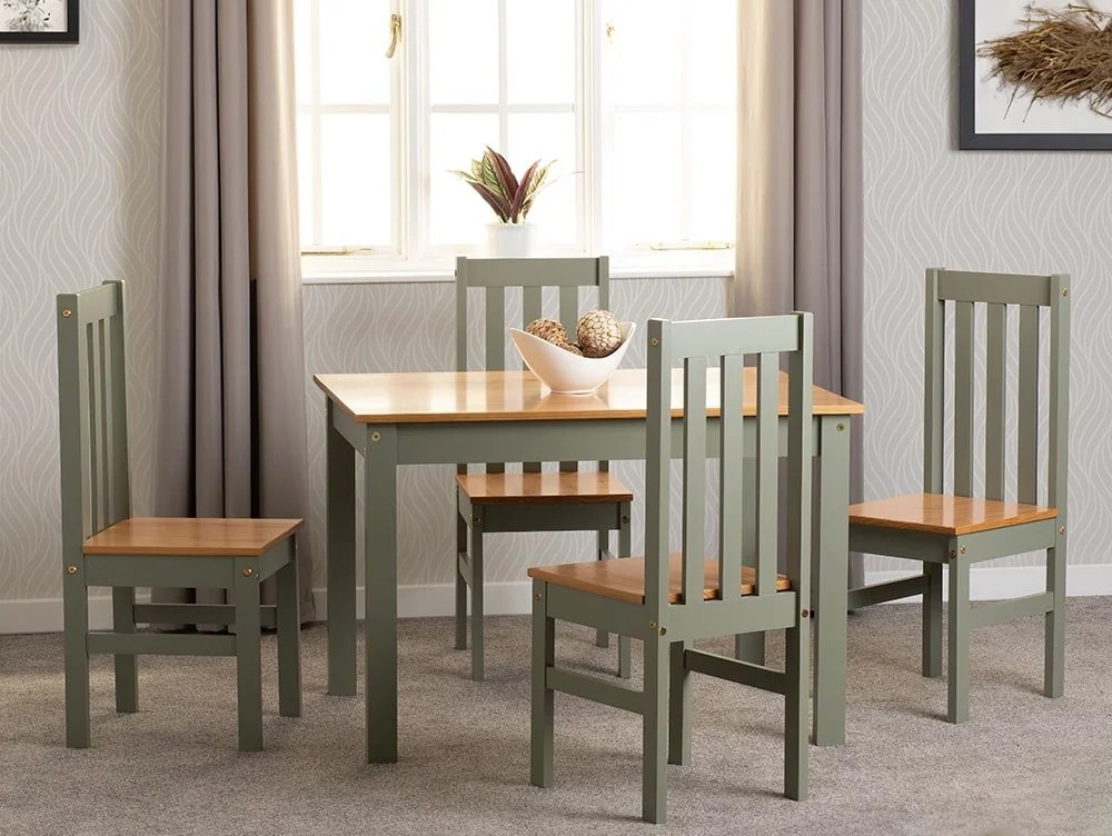 Seconique Ludlow Green and Oak Dining Table and 4 Chair Set