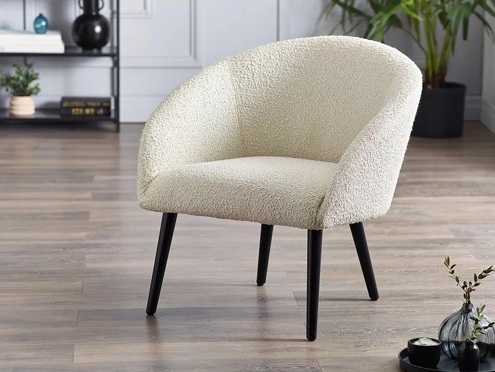 Julian Bowen Amari White Boucle Fabric Accent Chair