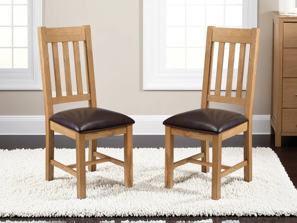 Julian Bowen Astoria Set of 2 Waxed Oak Dining Chairs