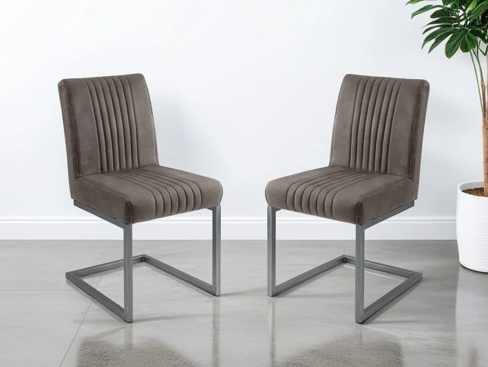 Julian Bowen Brooklyn Set of 2 Charcoal Grey Faux Suede Dining Chairs