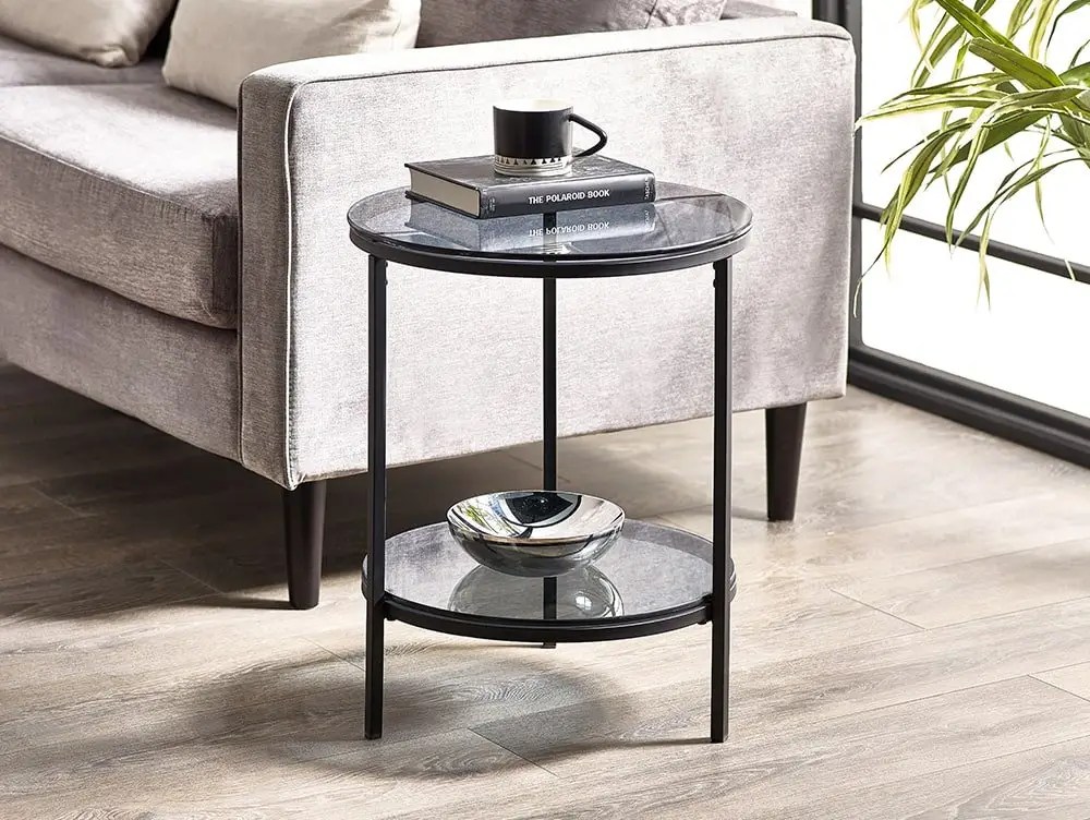 Julian Bowen Chicago Smoked Glass Circular Lamp Table