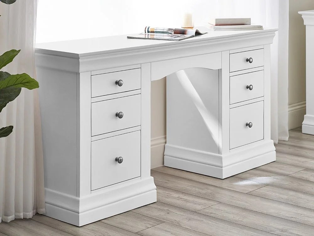 Julian Bowen Clermont Surf White 6 Drawer Dressing Table