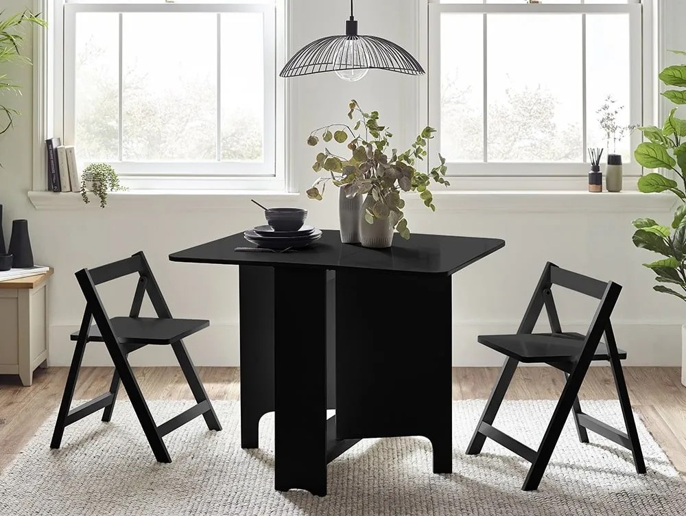 Julian Bowen Gatan Black Foldaway Dining Table with 2 Chairs