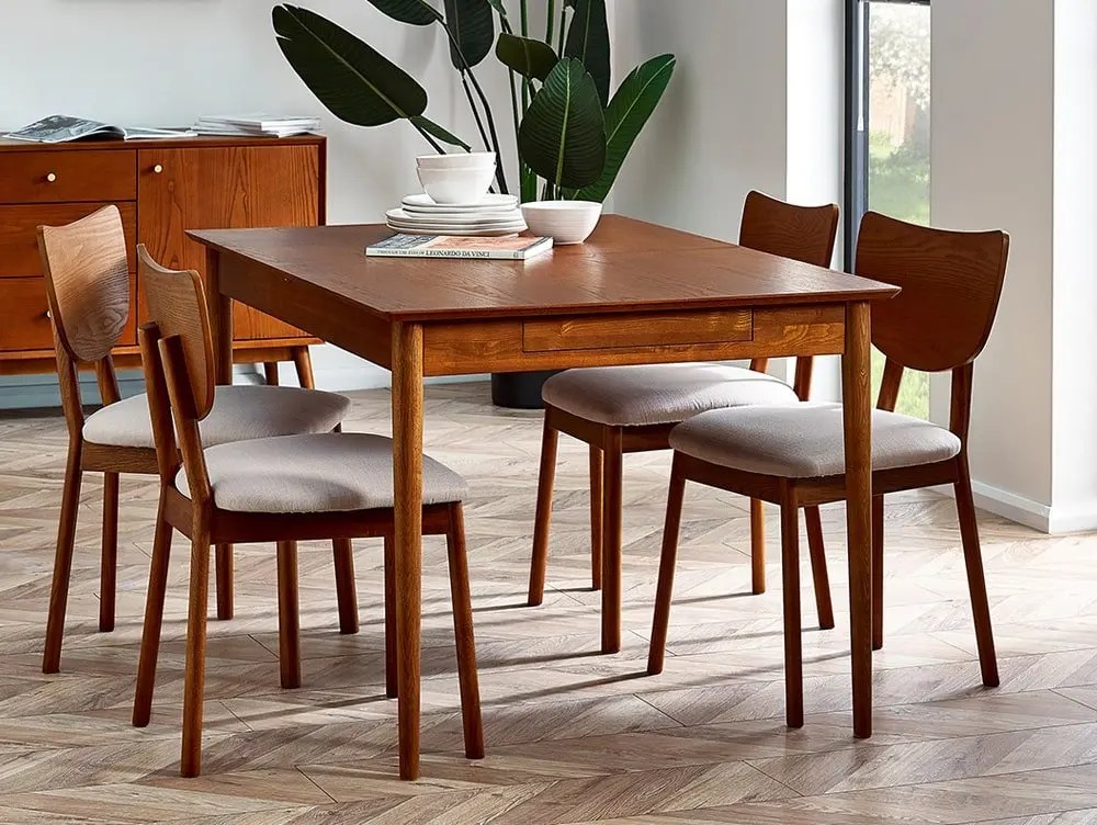 Julian Bowen Lowry 140cm Cherry Ash Extending 2 Drawer Dining Table
