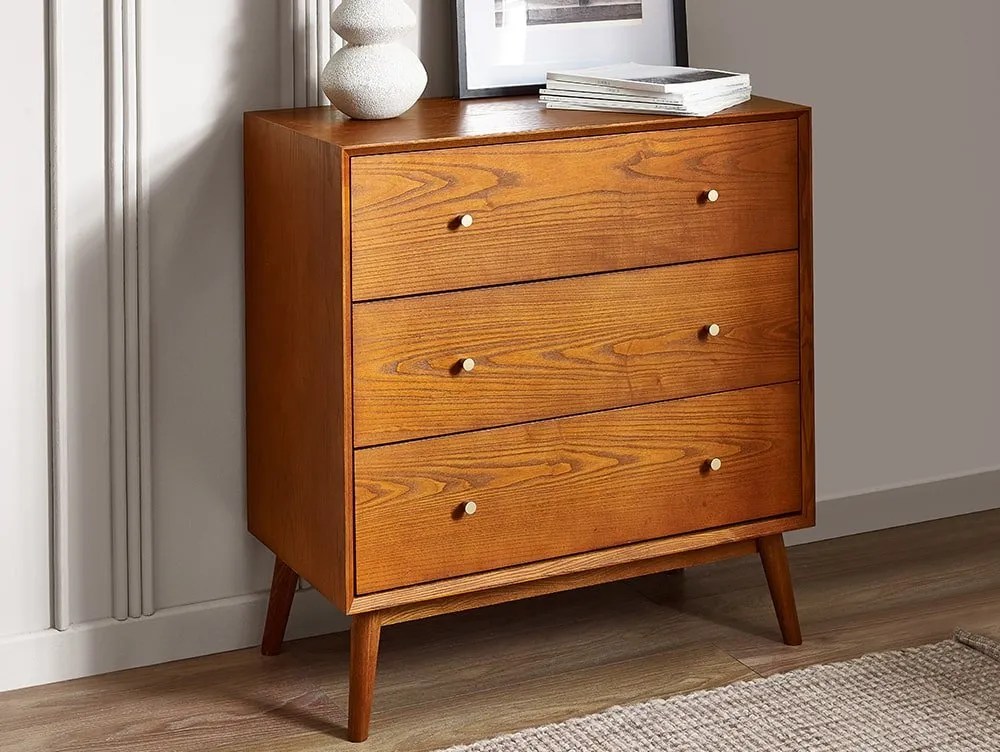 Julian Bowen Lowry Cherry Ash 3 Drawer Chest of Drawers