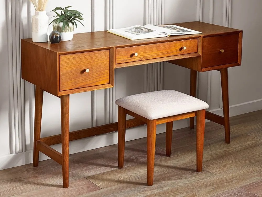 Julian Bowen Lowry Cherry Ash 3 Drawer Dressing Table Set