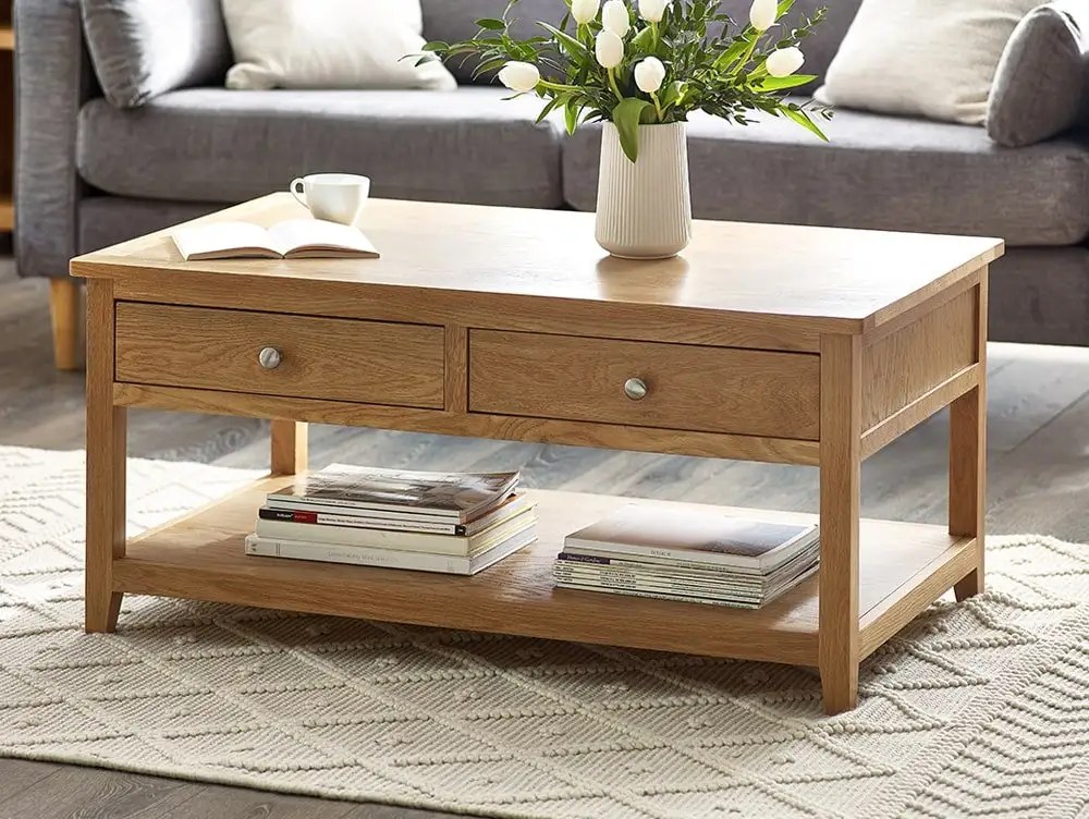 Julian Bowen Mallory Oak 2 Drawer Coffee Table