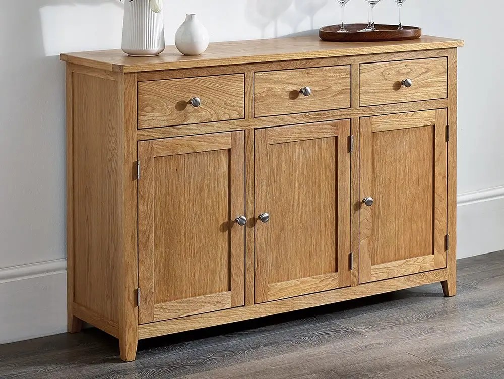Julian Bowen Mallory Oak 3 Door 3 Drawer Sideboard