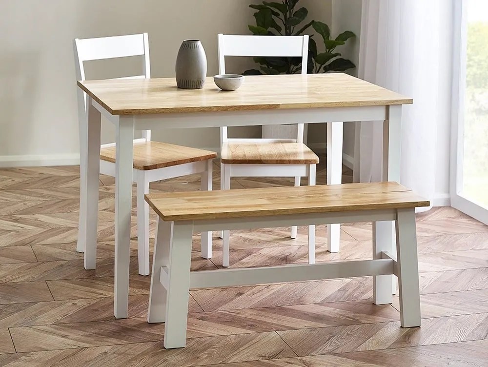 Julian Bowen Linwood 114cm White and Oak Dining Table