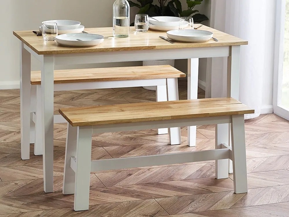 Julian Bowen Linwood 95cm White and Oak Dining Bench