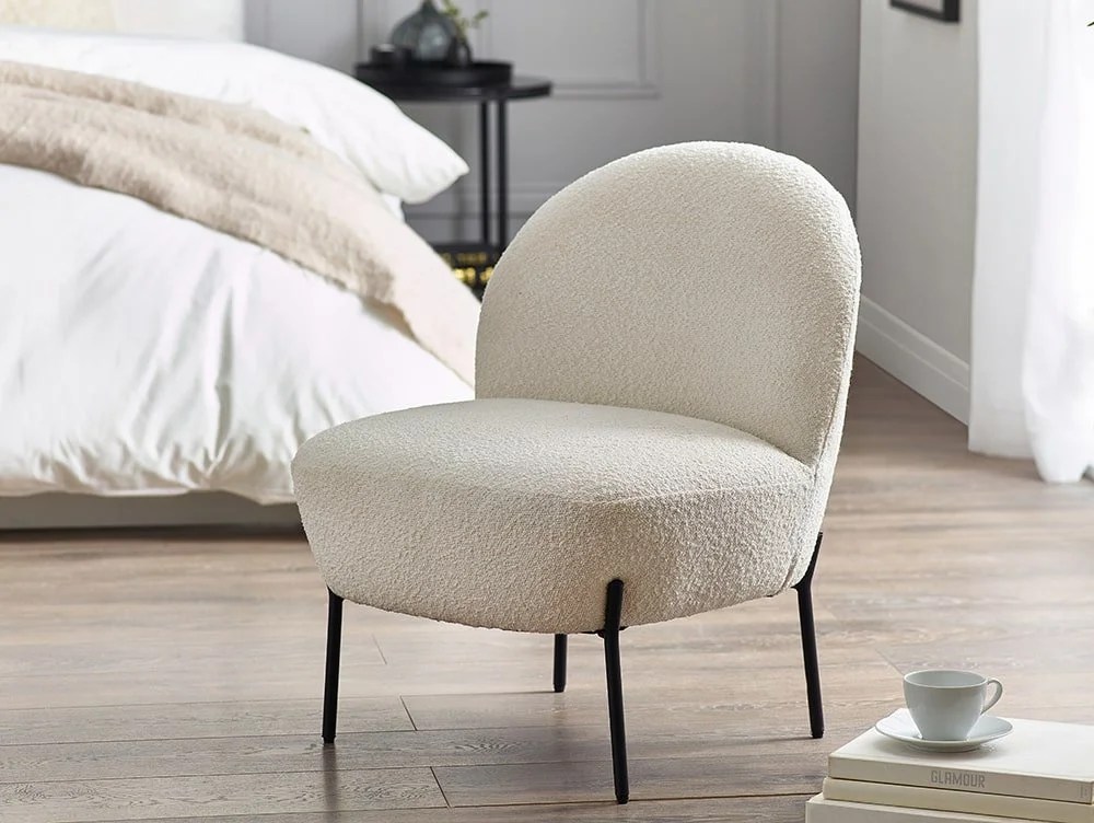 Julian Bowen Lulu Ivory Boucle Accent Chair