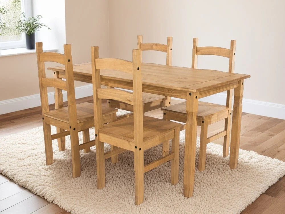 Core Corona Pine Rectangular Dining Table and 4 Chair Set
