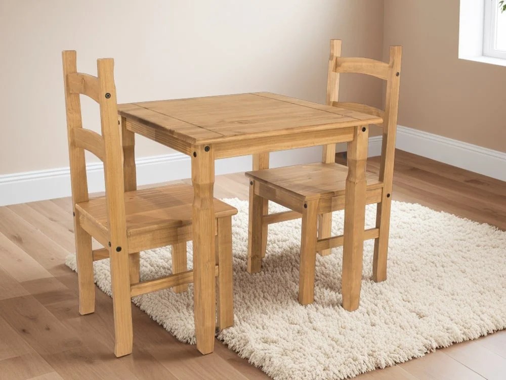 Core Corona Pine Square Dining Table and 2 Chair Set