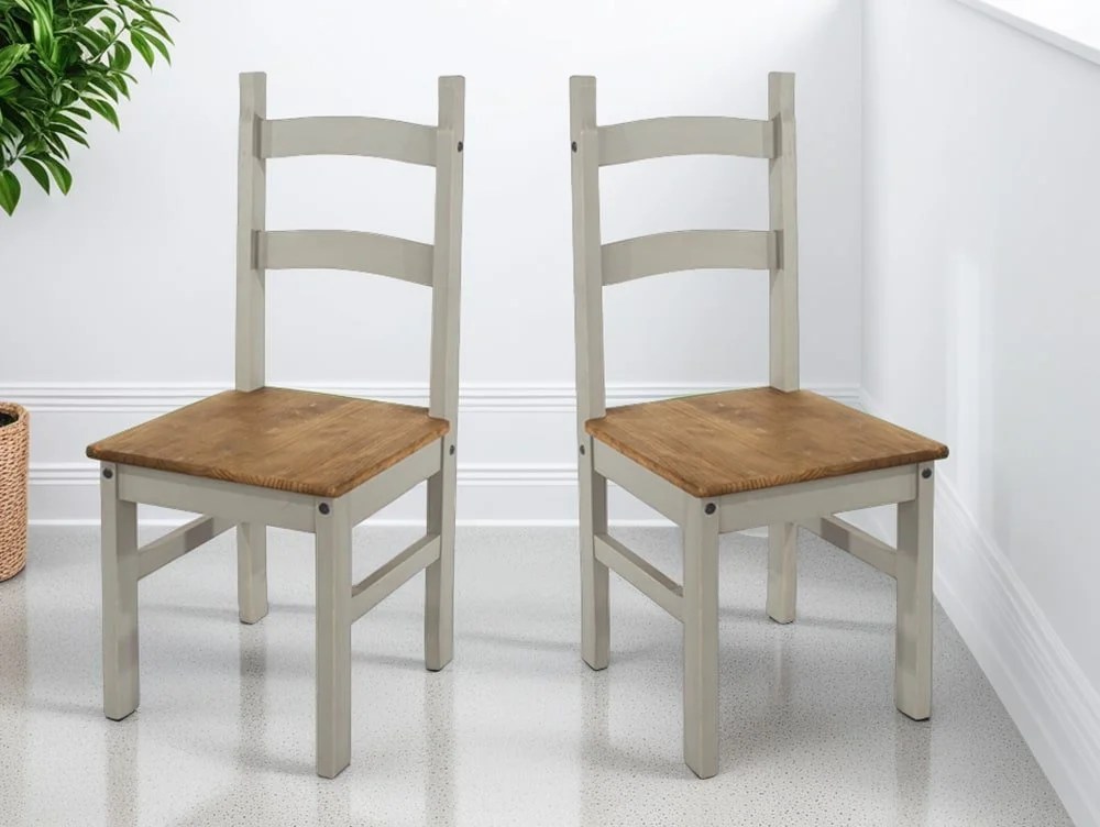 Core Corona Grey and Waxed Pine Set of 2 Chairs