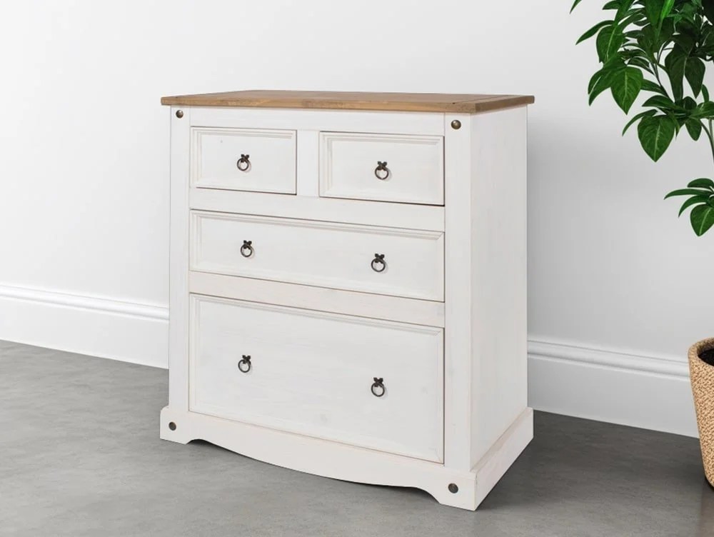 Core Corona White and Pine 2+2 Drawer Chest of Drawers
