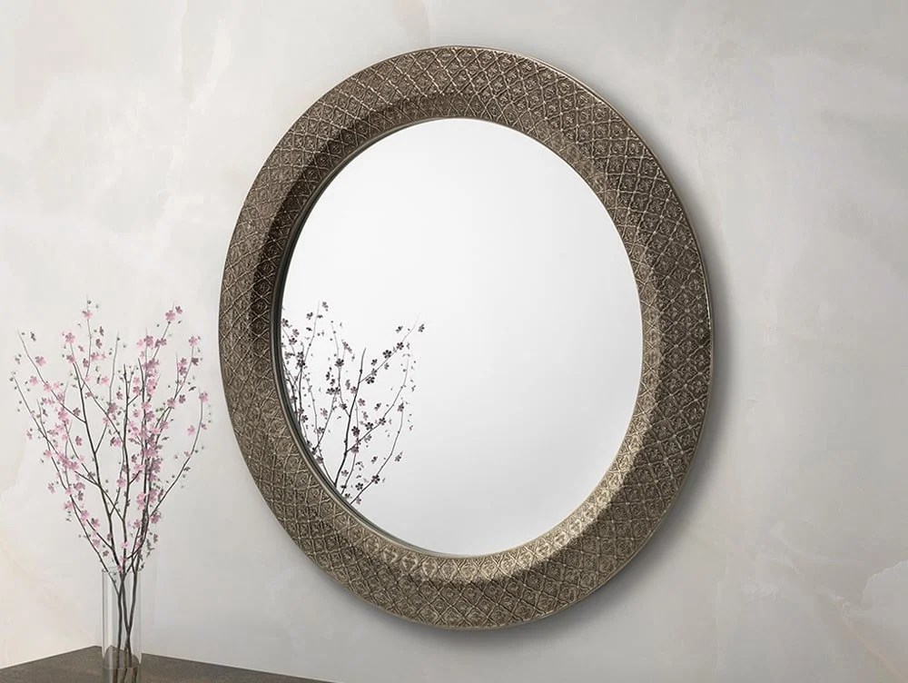 Julian Bowen Cadence Pewter Effect Round Wall Mirror