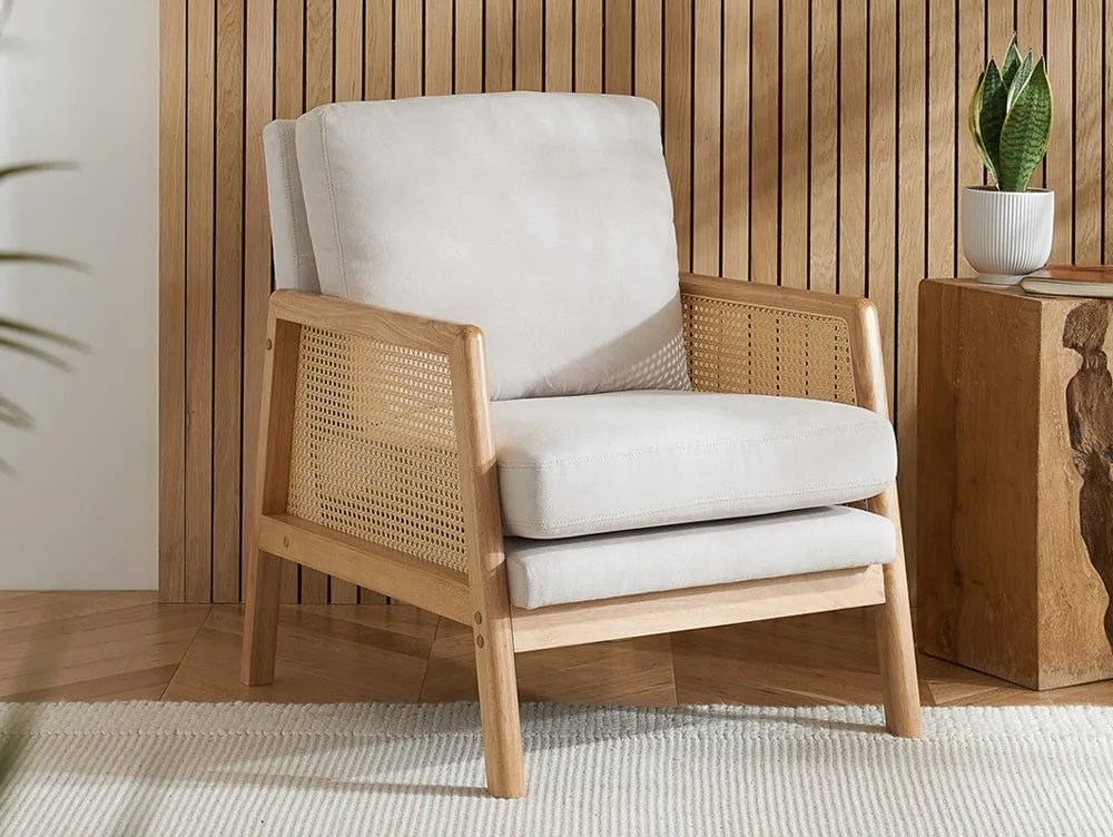 Birlea Ida Rattan and White Fabric Accent Chair