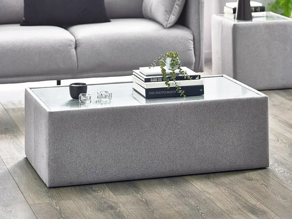 Julian Bowen Rohe Platinum Fabric Coffee Table