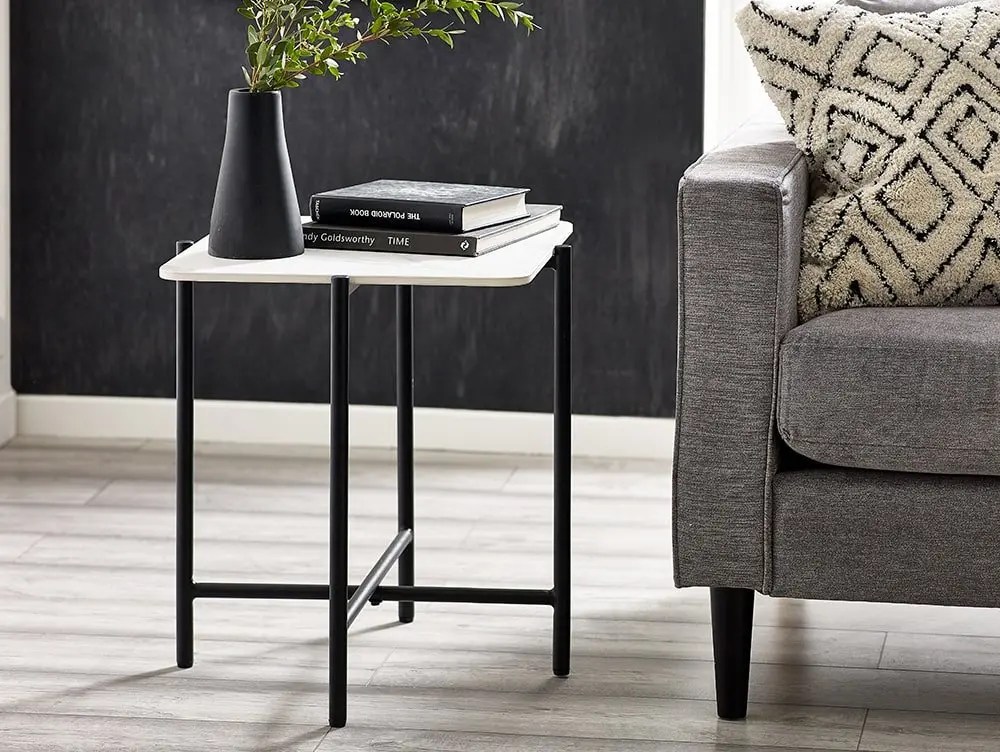 Julian Bowen Siena White Marble Lamp Table