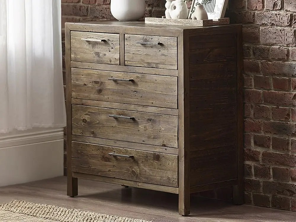 ASC Hatton Reclaimed Pine 3+2 Drawer Chest of Drawers (Assembled)