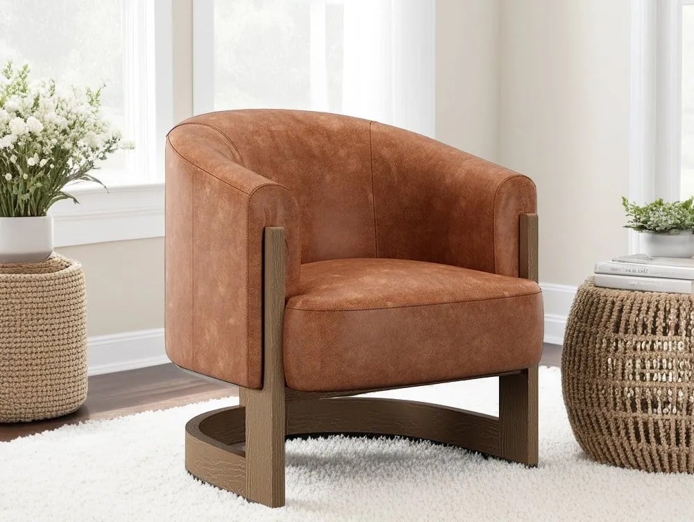 Kyoto Lennox Tan Faux Leather Accent Chair