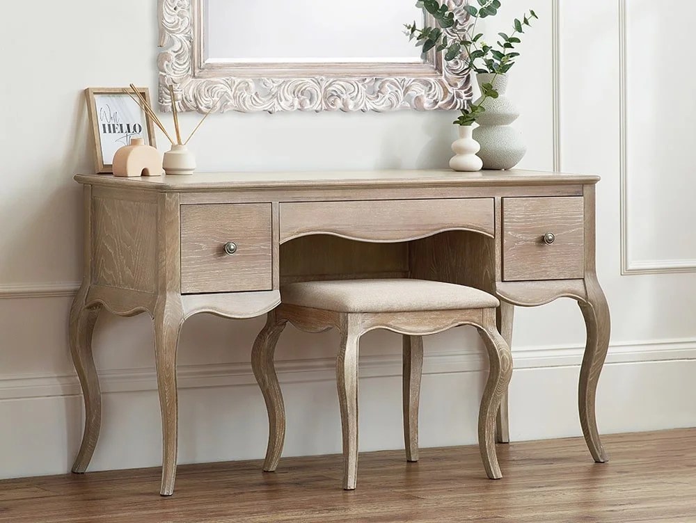 Julian Bowen Camille Limed Oak 2 Drawer Dressing Table Set