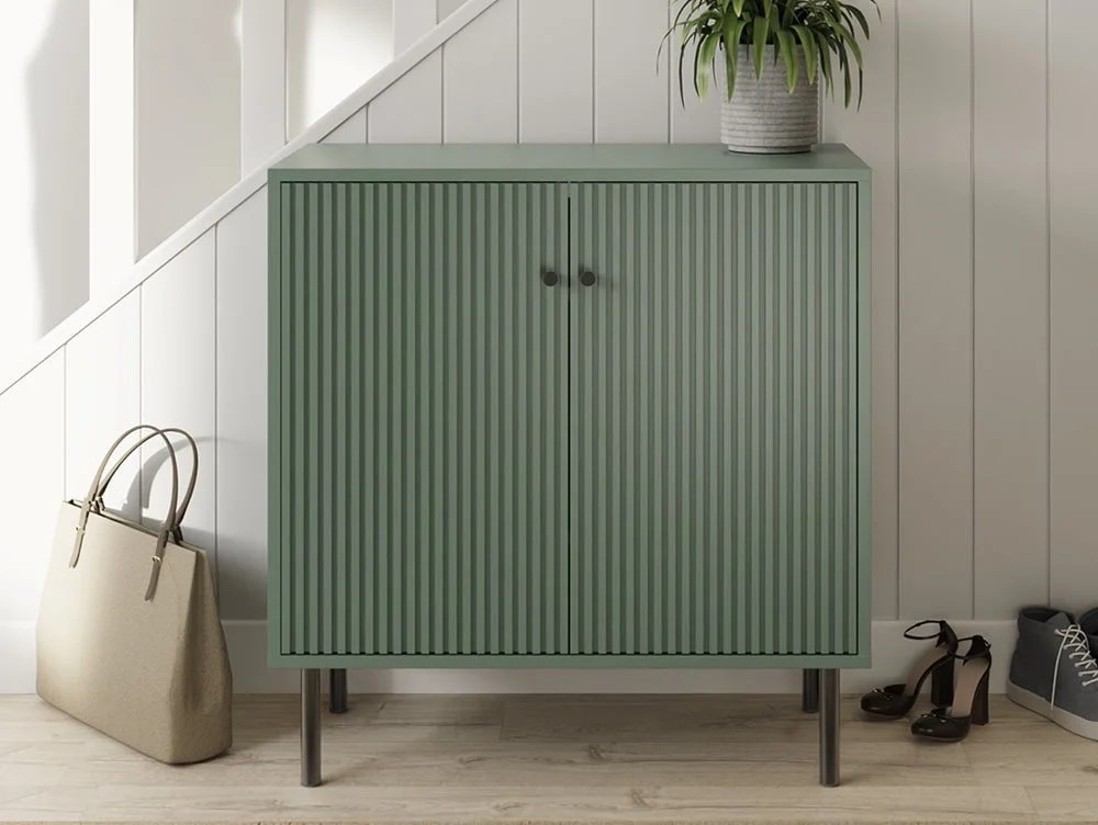 GFW Garrucha Utility Green 2 Door Drawer Shoe Cabinet