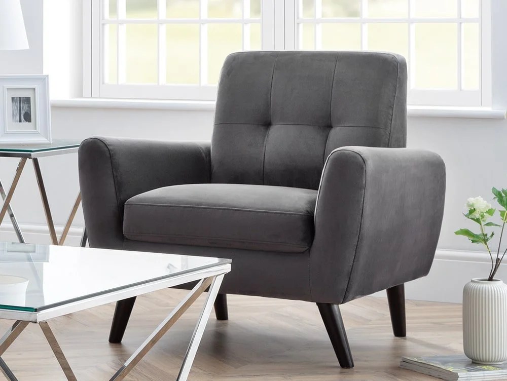 Julian Bowen Monza Grey Velvet Armchair