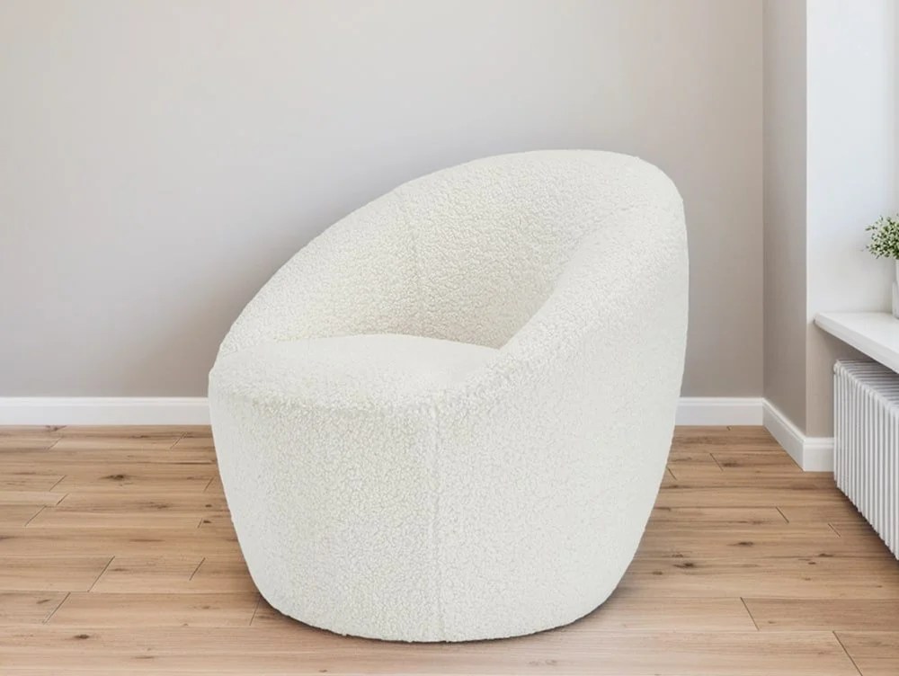 LPD Cocoon White Boucle Fabric Occasional Chair
