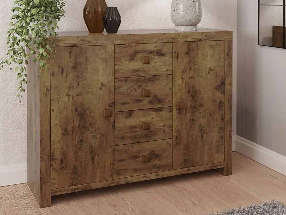 GFW Jakarta Mango Wood Effect 2 Door 4 Drawer Sideboard