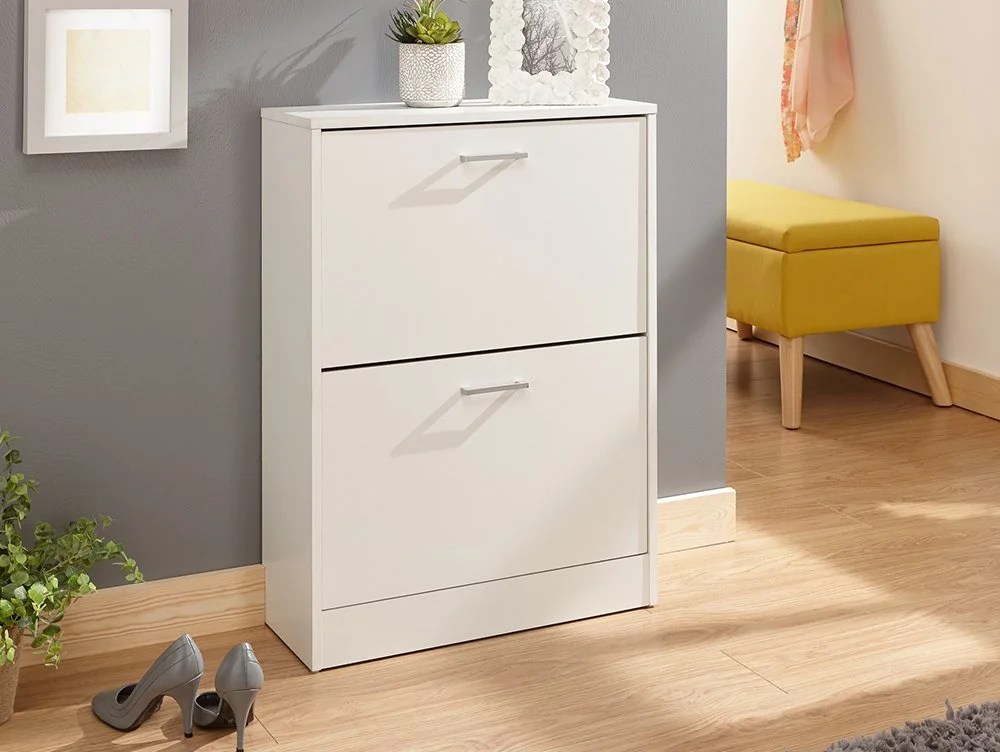GFW Stirling White 2 Tier Shoe Cabinet