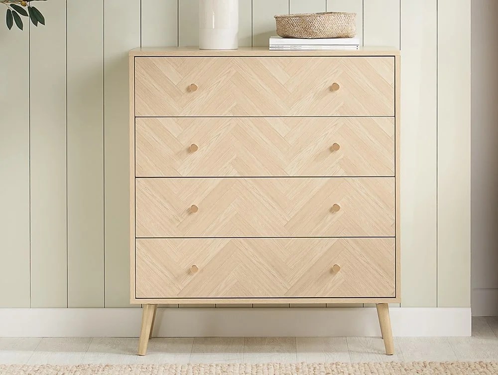 Birlea Herringford Light Oak 4 Drawer Chest of Drawers