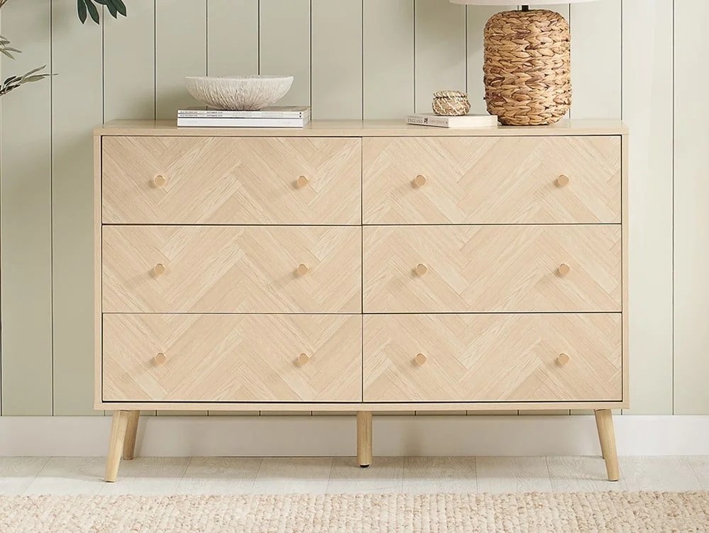 Birlea Herringford Light Oak 6 Drawer Chest of Drawers