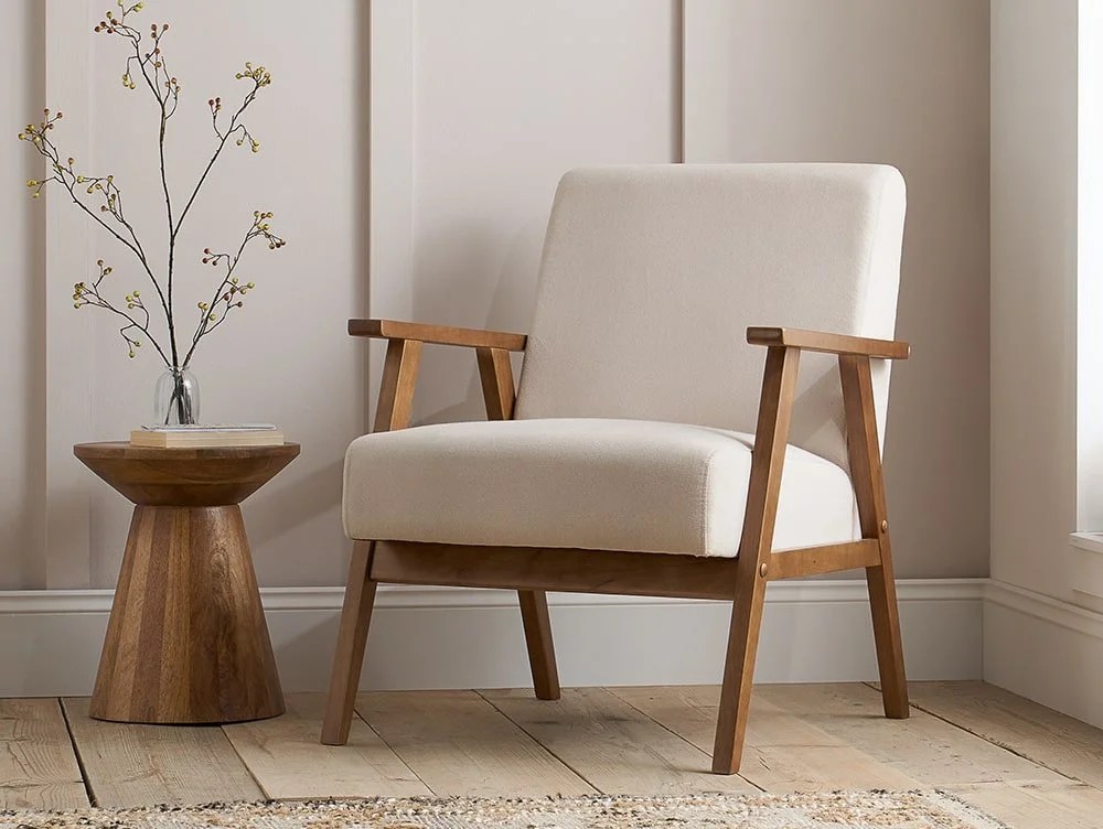 Birlea Ellwood Cream Linen and Oak Accent Chair