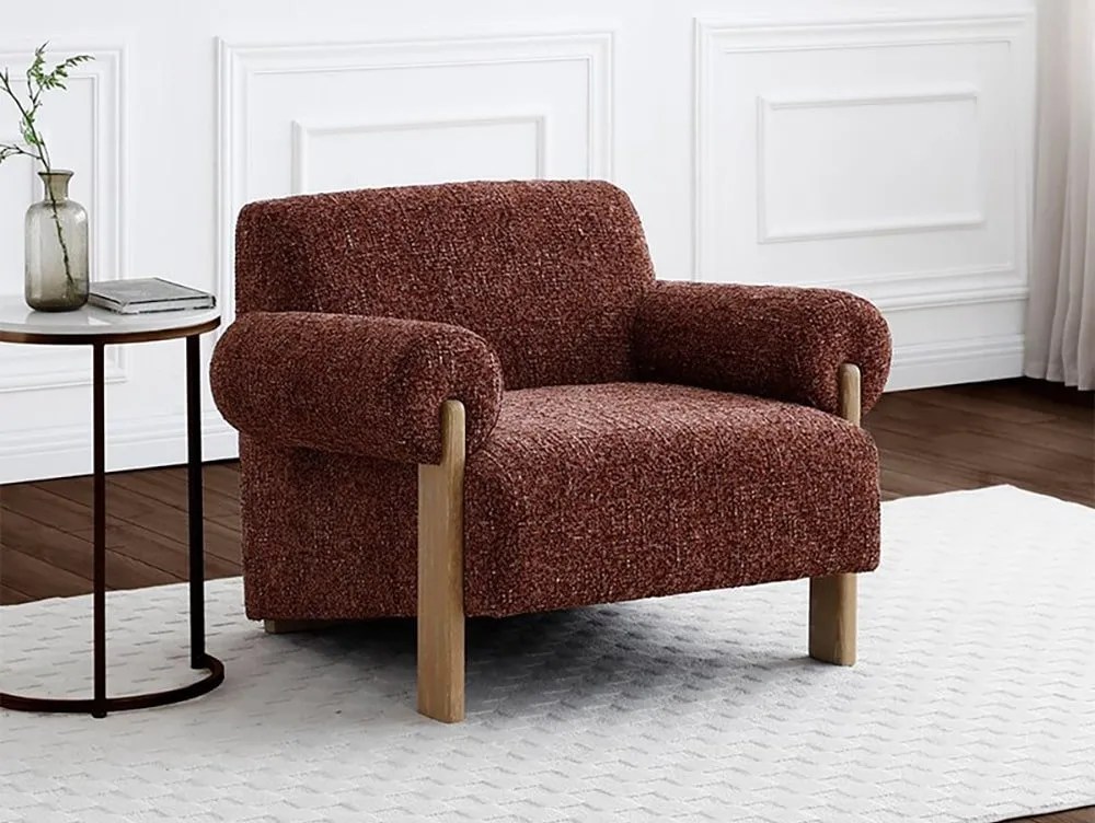Kyoto Arlo Ruby Chenille and Oak Accent Chair