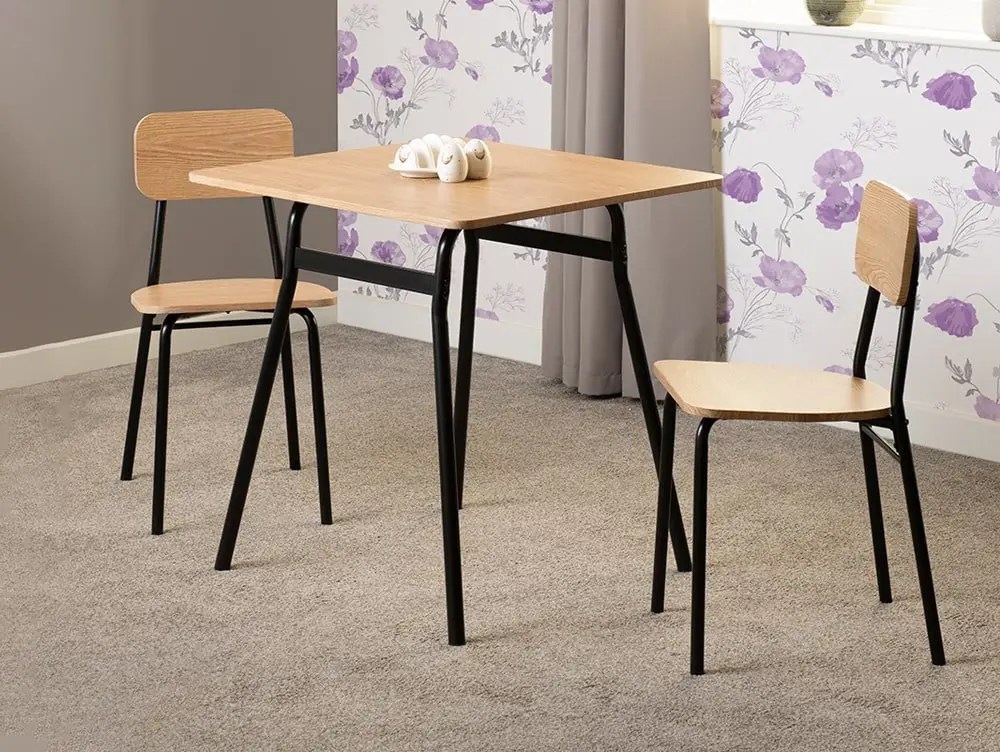 Seconique Warren Black and Russet Oak Dining Table and 2 Chairs