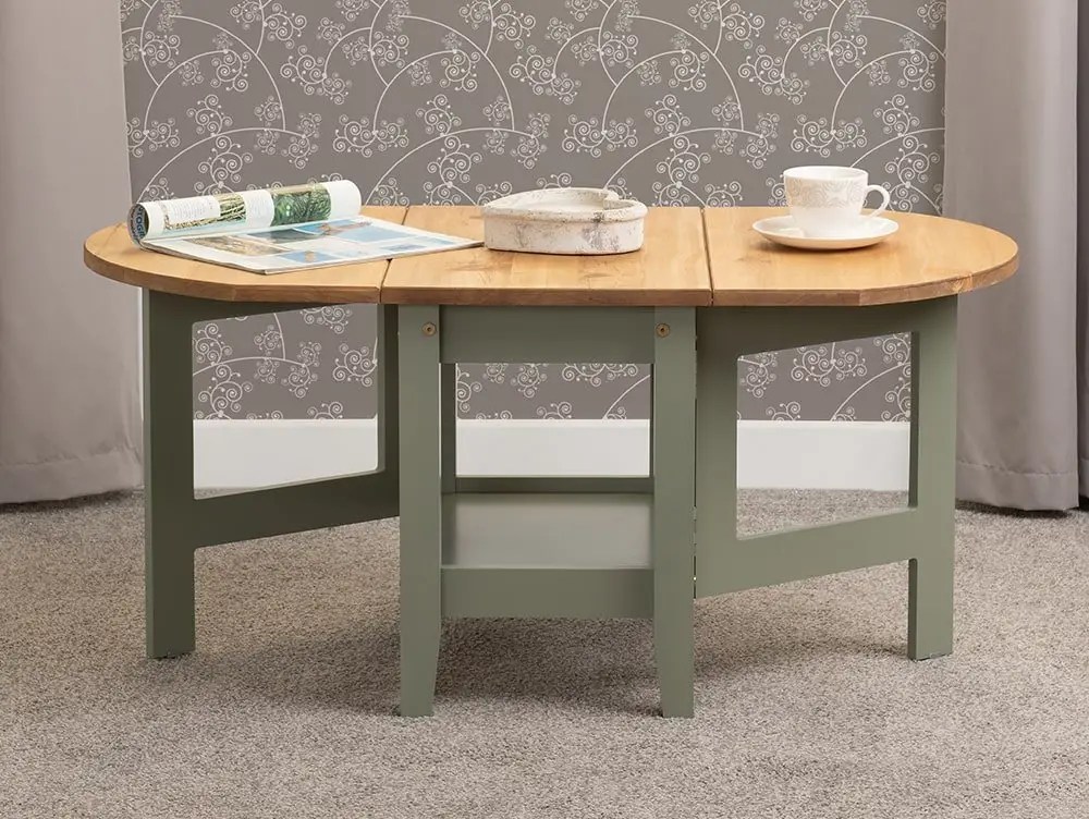 Seconique Santos Green and Pine Drop Leaf Coffee Table