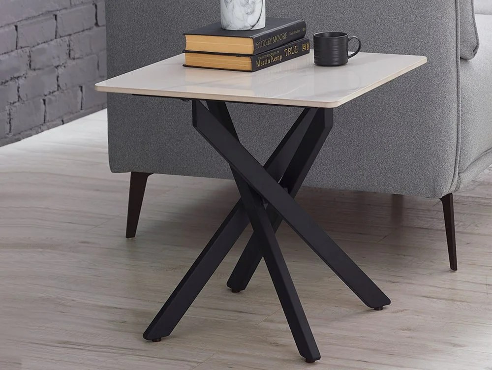 Julian Bowen Bradley White Marble Lamp Table